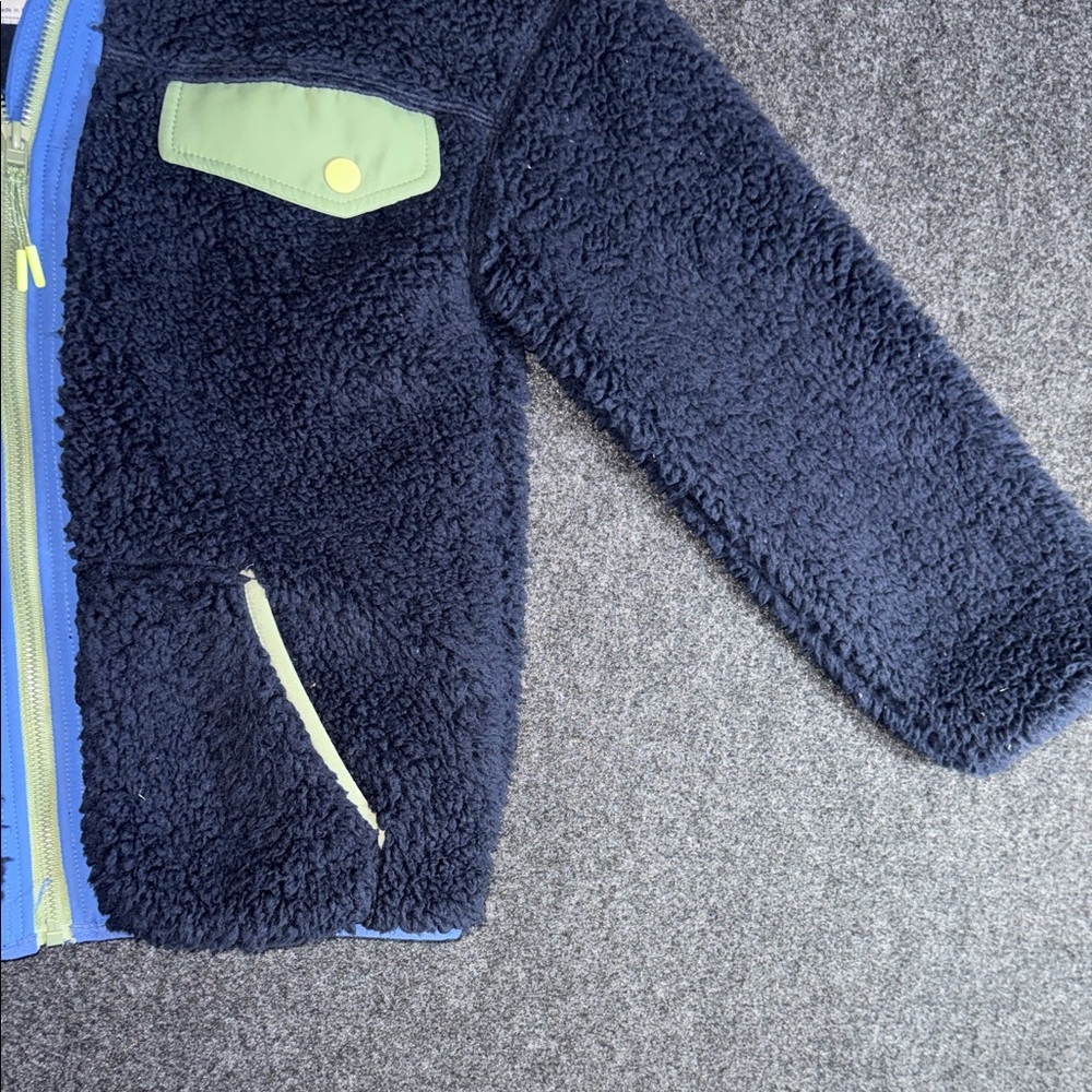 M&S Navy Sherpa  Jacket with Green Accents 9 to 10 years old - Picture 4 of 7